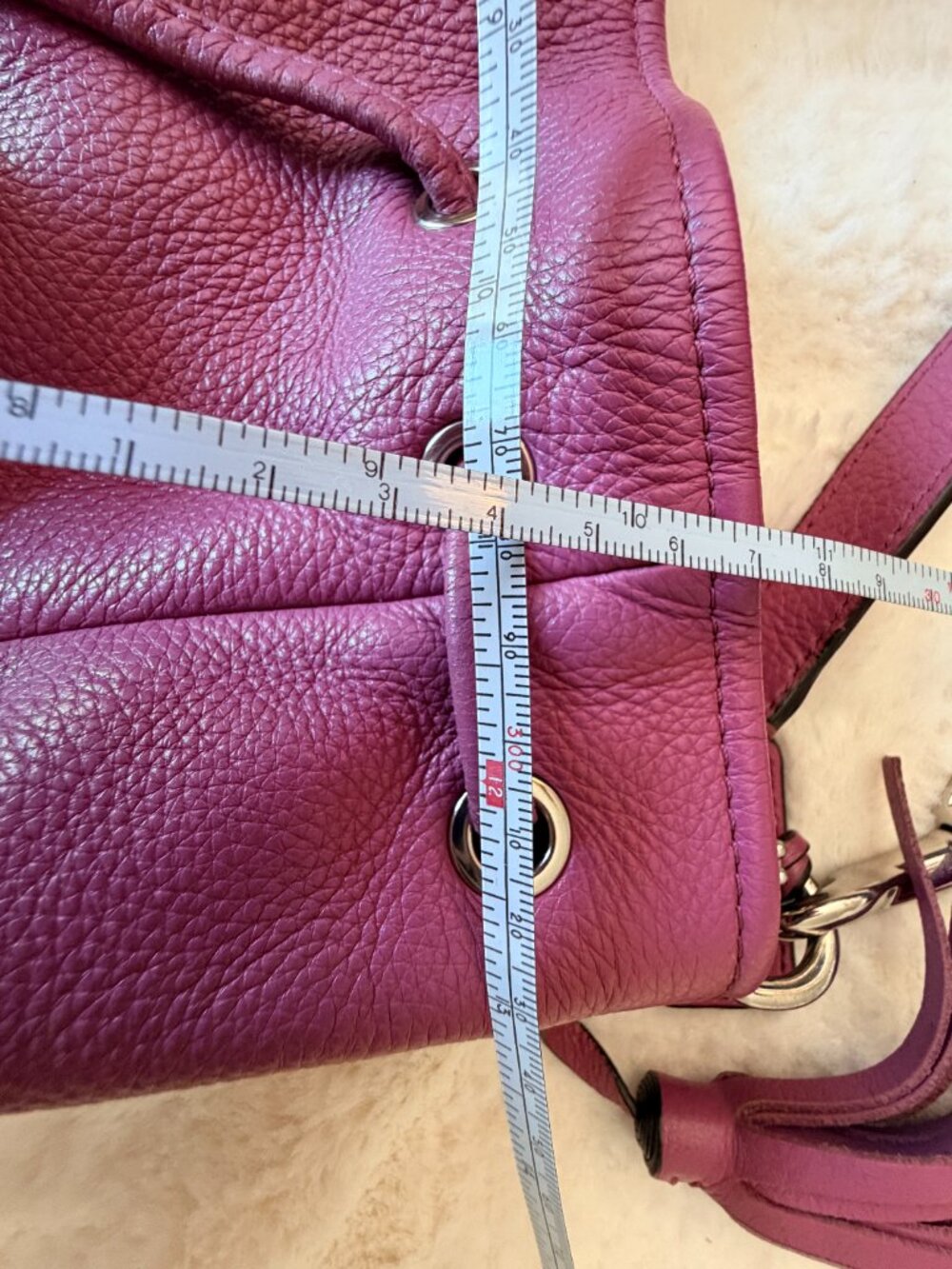 Coach Pebbled Leather Drawstring Bucket Bag - Raspberry Pink - Picture 13 of 13